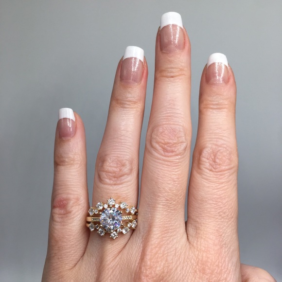 ❌ SOLD ❌ 14k yellow gold 3 ring set diamond - Picture 6 of 8